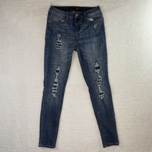 No Boundaries Size (9) Womens Blue Jeans Distressed Look